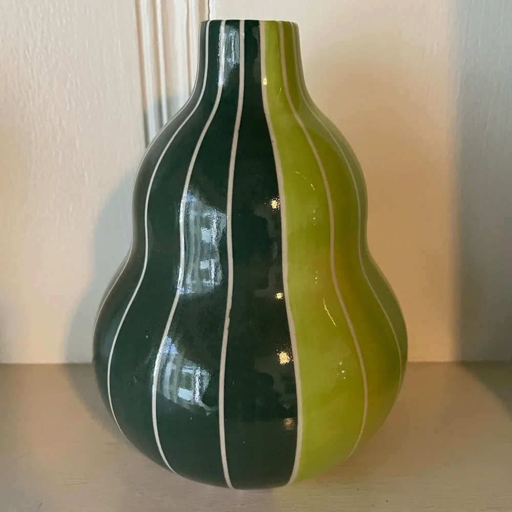 Vintage Jonathan Adler bud Vase. RARE! Pot A Porter Two Tone Green.